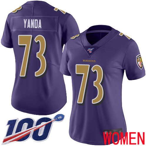 Baltimore Ravens Limited Purple Women Marshal Yanda Jersey NFL Football #73 100th Season Rush Vapor Untouchable->women nfl jersey->Women Jersey